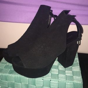 Chunky block heel half bootie shoes